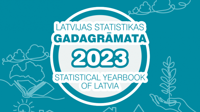 Vāka attēls ar grāmatas nosaukumu - Latvijas statistikas gadagrāmata 2023